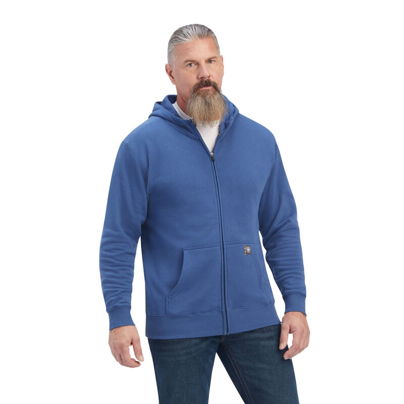 Ariat Hoodie Herren - Rebar Workman Reflective Flag Full Zip Blau ( QGXWL-3158 )